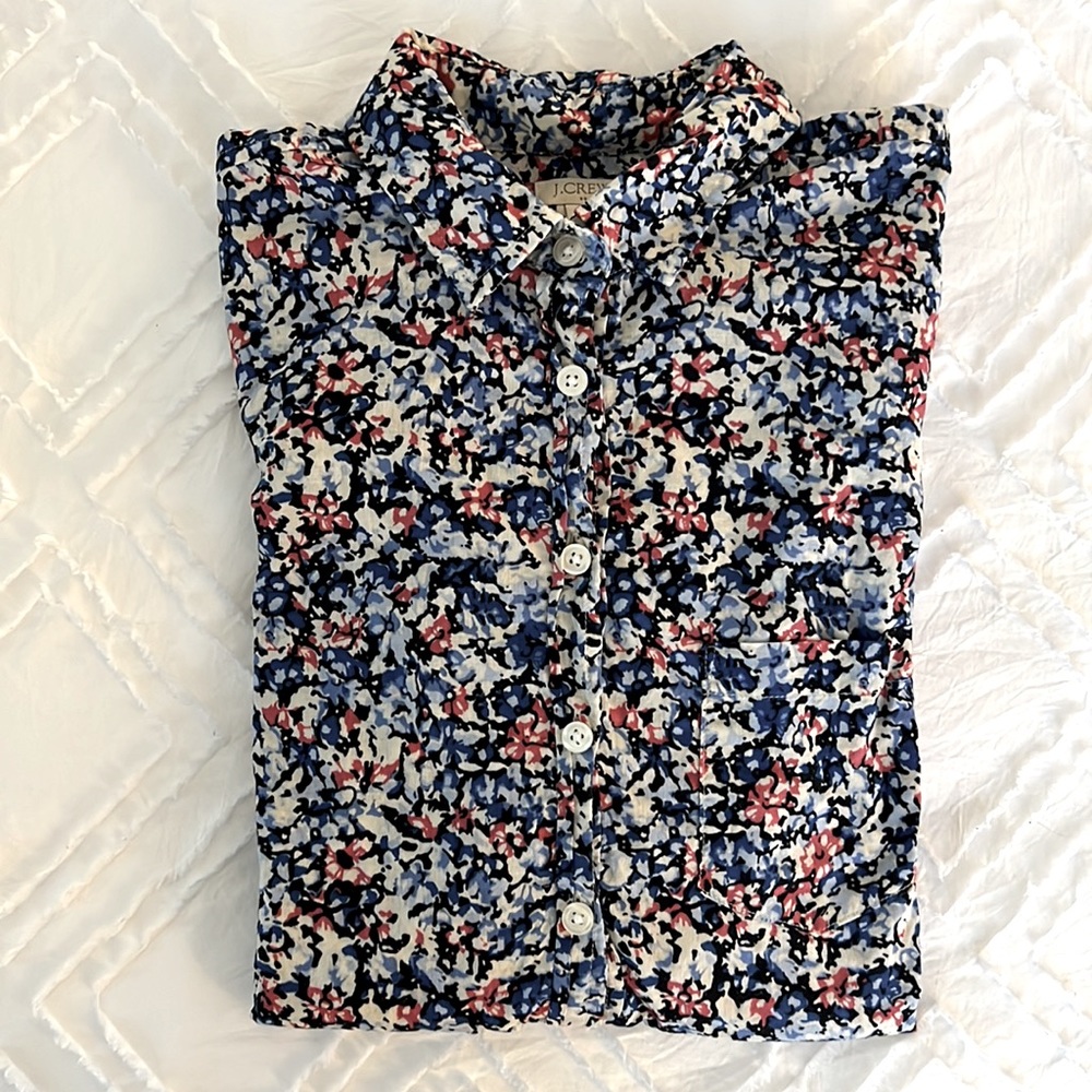 J.Crew Floral Button Down w Shirt Pocket Sz XS